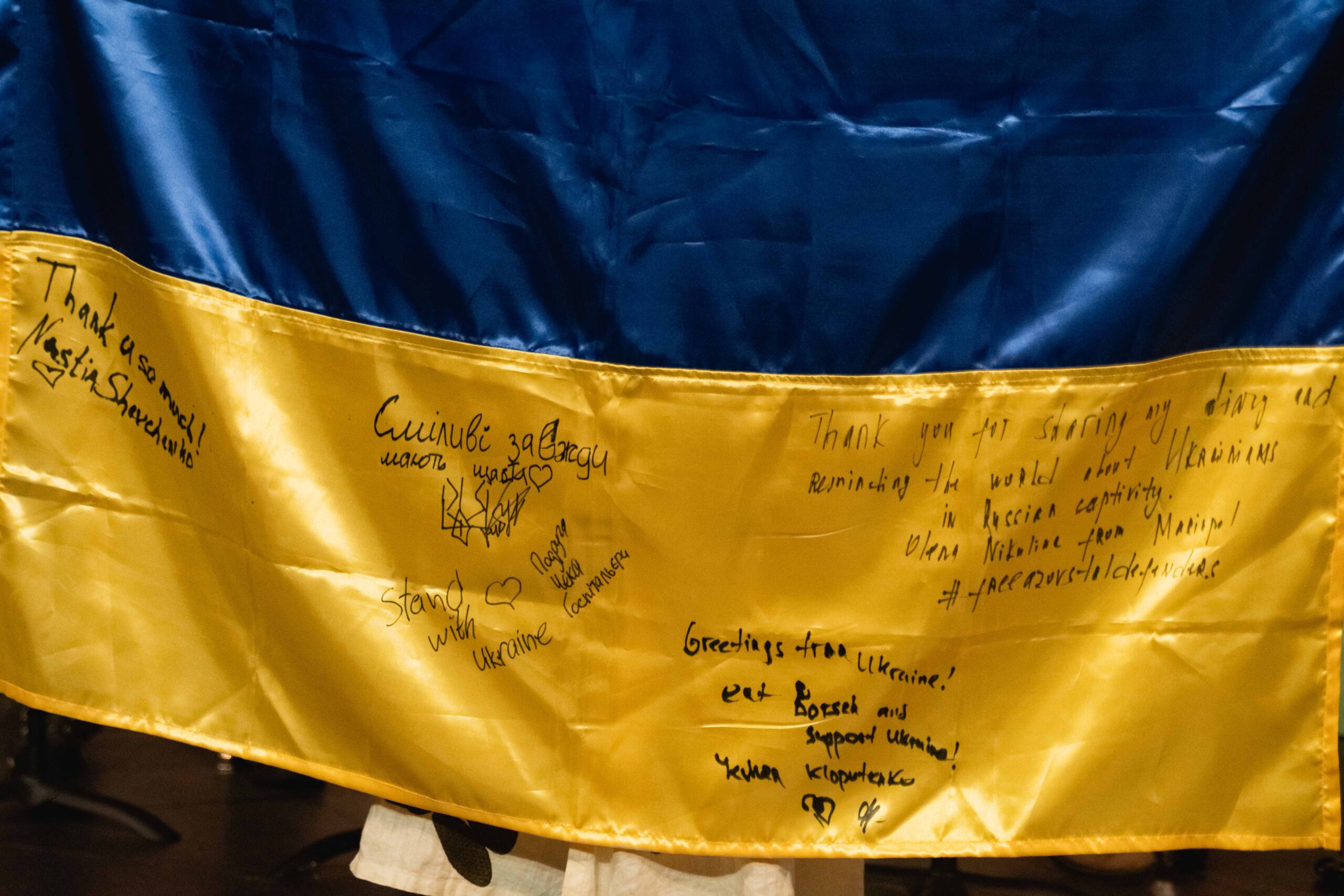 Прапор, підписаний українцями-учасниками Diary of War