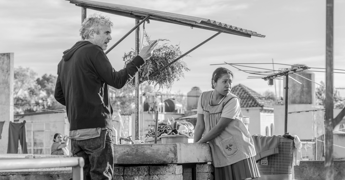 Альфонсо Куарон на зніманнях фільму Roma