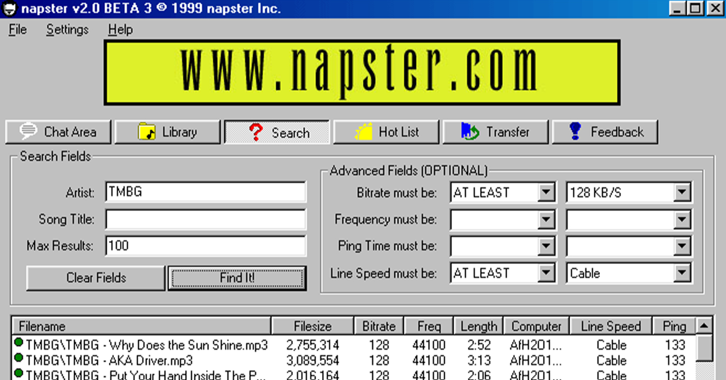 Інтерфейс оригінального Napster