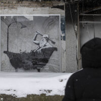 Робота Banksy у Горенці, Київської області